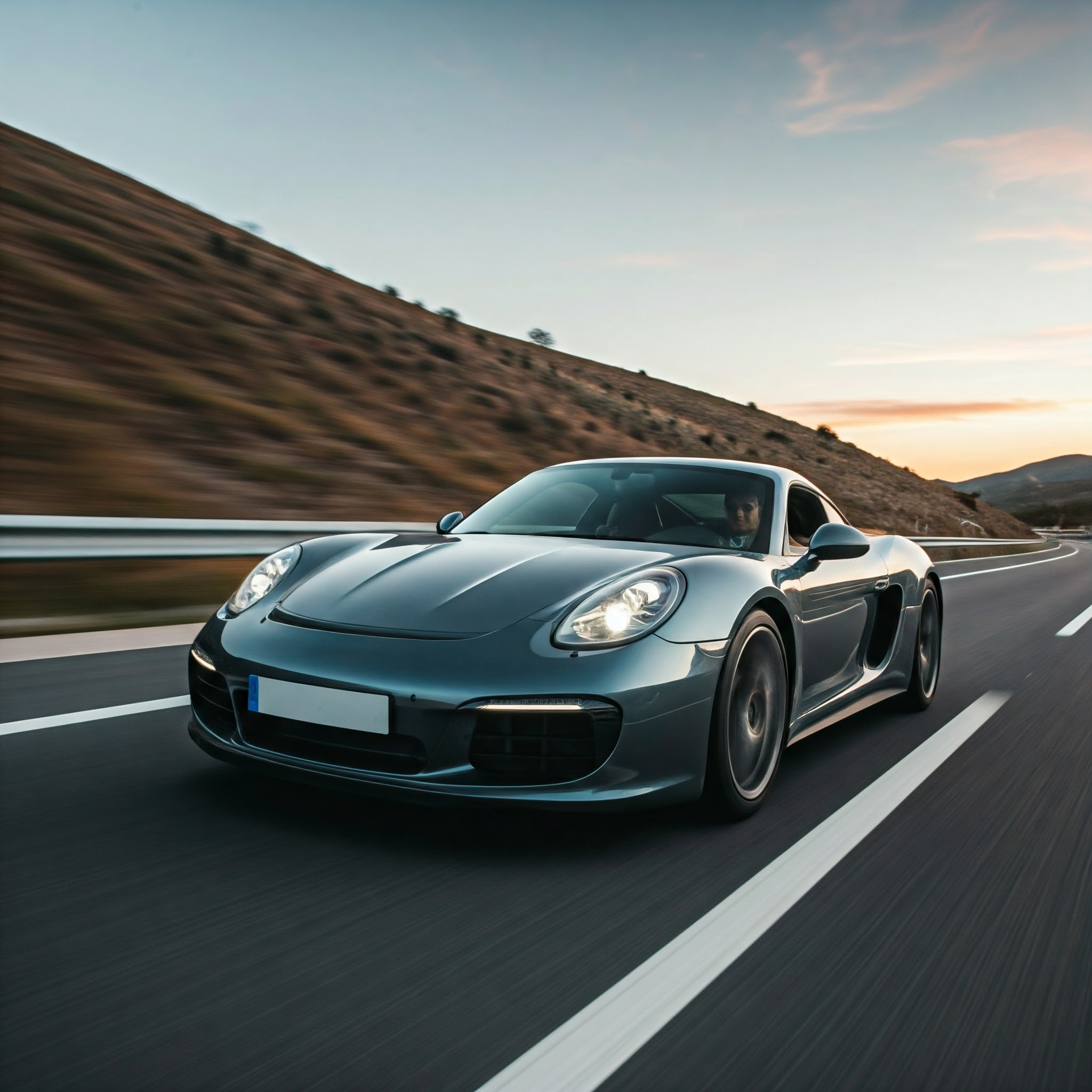 A image of a man driving a car very smoothly